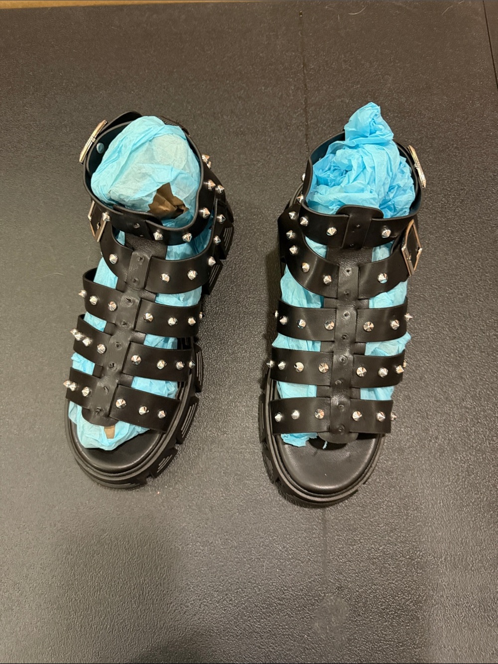 ASOS Black Studded Gladiator Sandals Unisex